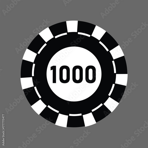 Poker chips icons vector set. Casino poker chip symbol. Gamble graphic elements collection. Gambling coins, tokens with card signs, poker chips.