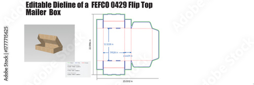 Cardboard mailer box die line diagram flip top