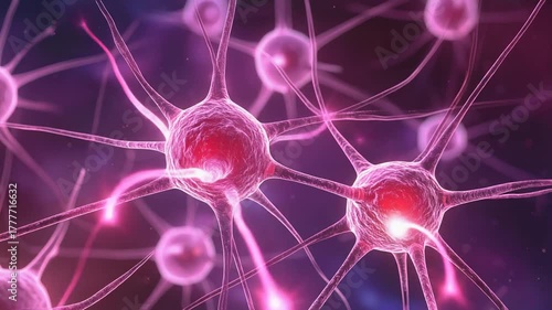 光に包まれた神経細胞ニューロンが脳の複雑な構造を示す描写