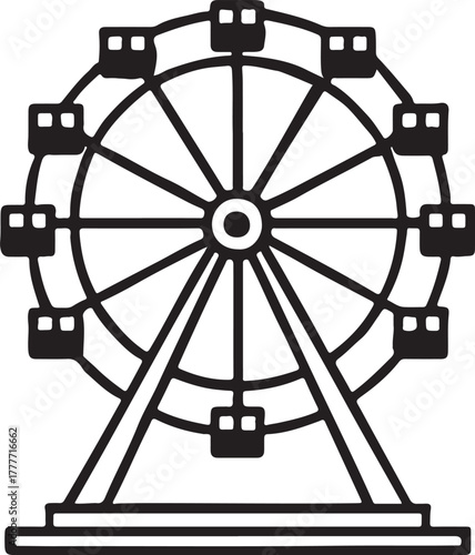 State fair ferris wheel icon line art silhouette vector illustration