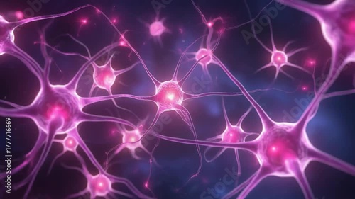 精緻な神経細胞ニューロンが脳回路を形成する未来的イメージ