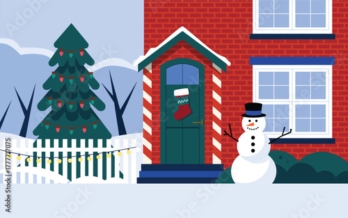 Christmas Winter Snow House Scene