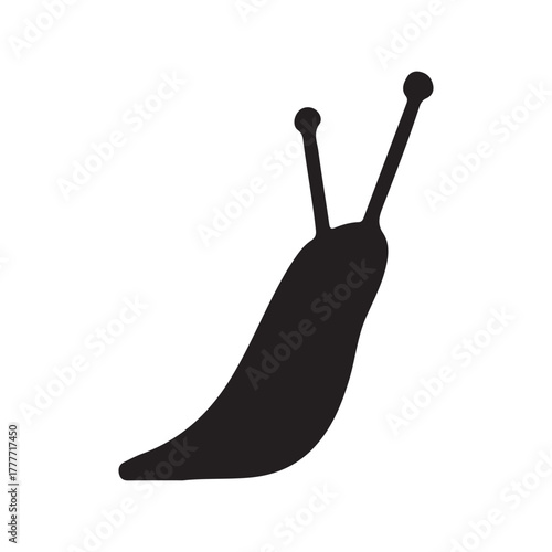 Stylized black slug vector icon for slow movement concept design
