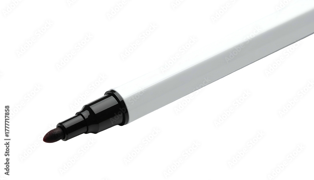 Fototapeta premium Close-up of a red-tipped white marker against black backdrop