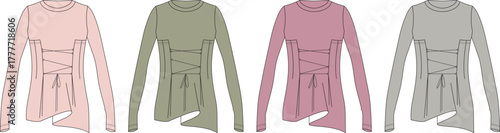 Fashionable Long Sleeve Corset Top Mockup in Multiple Colors for Apparel Design