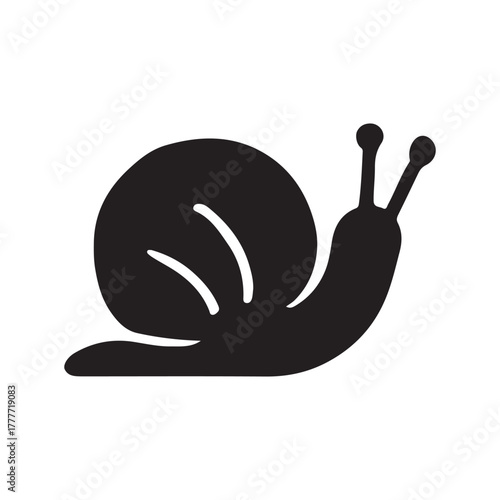 Snail icon, simple flat black silhouette, gastropod mollusk symbol