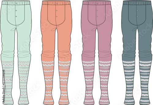 Retro Long Underwear Vector Illustration Warm Fashion Apparel