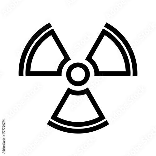 Radiation Warning Symbol with Rounded Triangular Shape and Circle