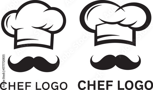 Two chef hats and mustaches silhouette