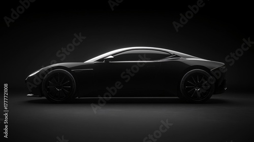 elegant black sports car in low light photography