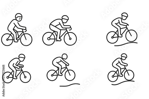 Beginner vs Pro Icons. Line style icons of beginner vs pro: unsure start stance, confident lean forward, cautious cornering, tight