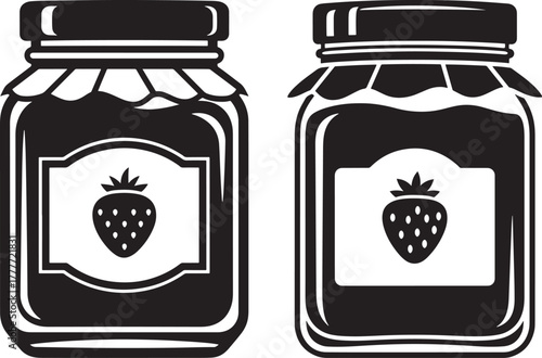 Two jars of strawberry jam silhouette