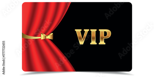 VIP card. Luxury texture template design, vip Invitation. Gold ticket in abstract style on black background. Premium red card for casino, club, award.	