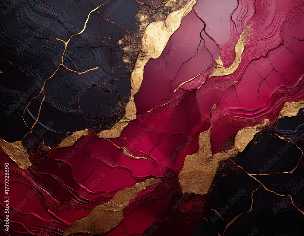 Naklejka premium art wall texture crimson black colors with golden accents