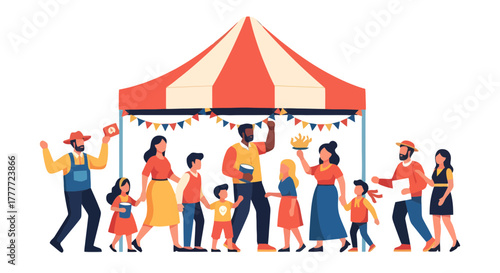 Joyful Gathering Of Families And Friends At A Festive And Celebratory Community Event