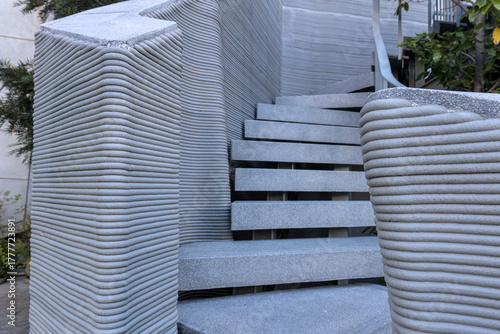 3D Printed concrete texture. architectural background. modern construction of 3D houses. printed house using a 3D printer