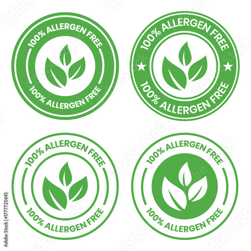 Allergen free label or Allergen free symbol vector isolated in flat style. Best Allergen free label vector for product packaging design element. Allergen free symbol for packaging design element.