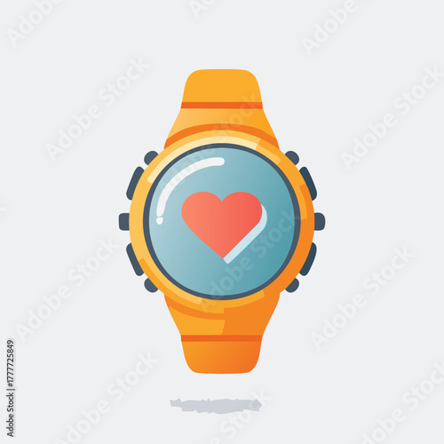 Smartwatch with heart icon on screen for health monitoring.