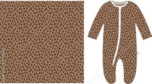 Neutral Cheetah Spot Seamless Pattern  Hand-Drawn Animal Print Baby Fabric Design