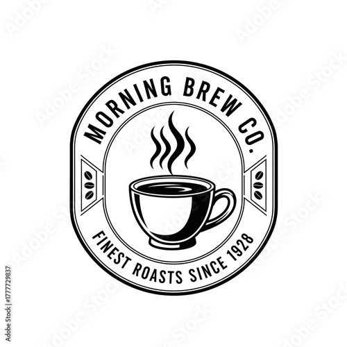 Morning Brew Co Finest Roasts Since 1928 Coffee Logo.