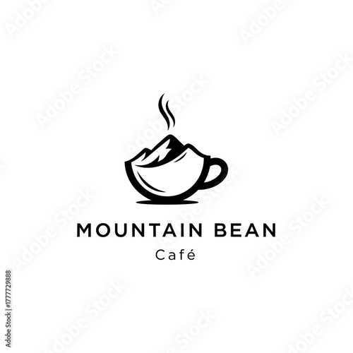 Wallpaper Mural Mountain Bean Cafe Logo Featuring Mountain Peak Inside Coffee Cup. Torontodigital.ca