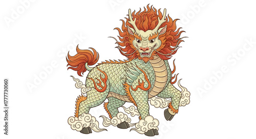 Celestial Creature Illustration: A majestic illustration of a mythical creature with an air of power, combining the physical aspects of several real-world animals.