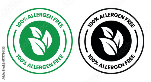 Allergen free label or Allergen free symbol vector isolated in flat style. Best Allergen free label vector for product packaging design element. Allergen free symbol for packaging design element.