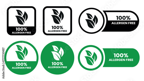 Allergen free label or Allergen free symbol vector isolated in flat style. Best Allergen free label vector for product packaging design element. Allergen free symbol for packaging design element.