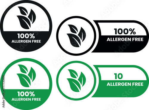 Allergen free label or Allergen free symbol vector isolated in flat style. Best Allergen free label vector for product packaging design element. Allergen free symbol for packaging design element.