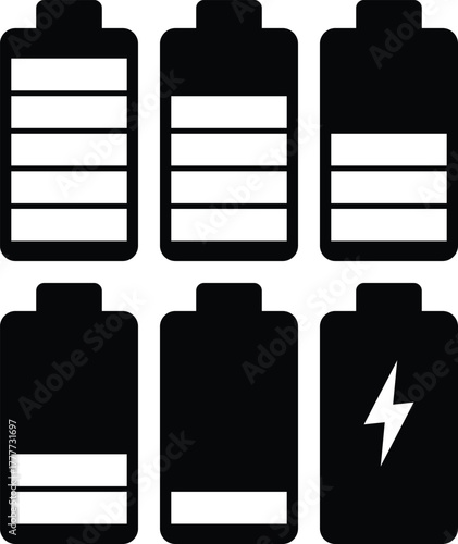 Battery Charge Level and Power Energy Icons Collection