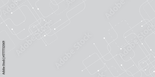 Vector digital technology white background. Concept with technology white line. Abstract futuristic background with crossed lines and dots. Illustration Vector design Network and Connection concept.
