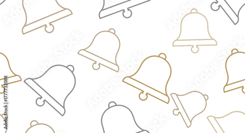 A charming and versatile Flat design seamless pattern featuring elegant outline bells, perfect for notification or festive backgrounds