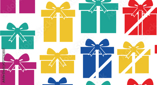 Vibrant Flat Design Gift Boxes Pattern A Colorful and Joyful Background for Celebrations and Special Occasions