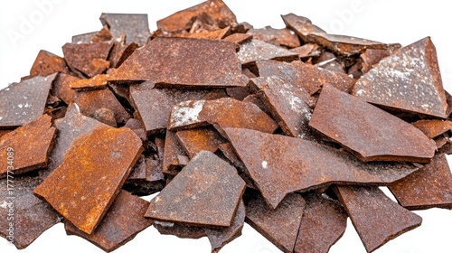 Jagged rusty metal fragments from a ship's hull showing damage