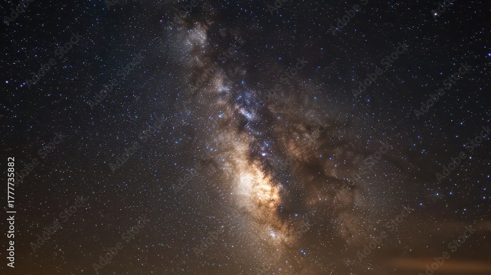 Fototapeta premium The Galactic Center of the Milky Way in a Stunning Starry Night View