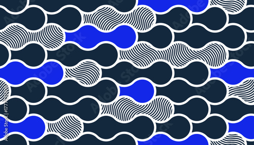 Runny water seamless pattern, vector waves lines geometric abstract background, river flows endless wallpaper.