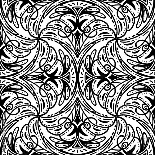 vintage seamless pattern inspired by art nouveau floral motifs, featuring elegant botanical with ornate lines and symmetry, perfect for textile, wallpaper, packaging, fabric, and stationery design