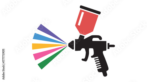 Spray gun with colorful paint