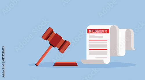 Bankruptcy legal law document process company insolvency during crisis recession picture of gavel judge
