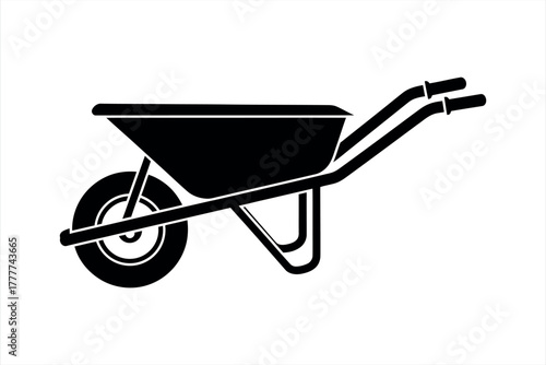 Black and White Wheelbarrow Silhouette
