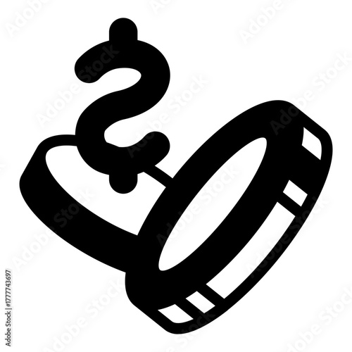 Casino chips solid icon, gambling and staking concept. Vector graphics. Two coins, finance sign on white background, style icon mobile or web design.