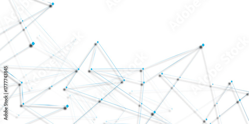 Blue network. futuristic connection technology background with dots and lines for desktop. Structure molecule and communication. Template for science and technology presentation, Vector illustration.	