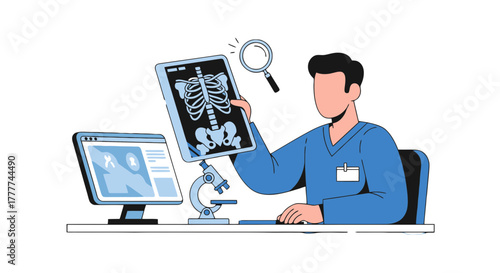 Medical Professional Examining Radiograph With Modern Diagnostics for Bone Structures