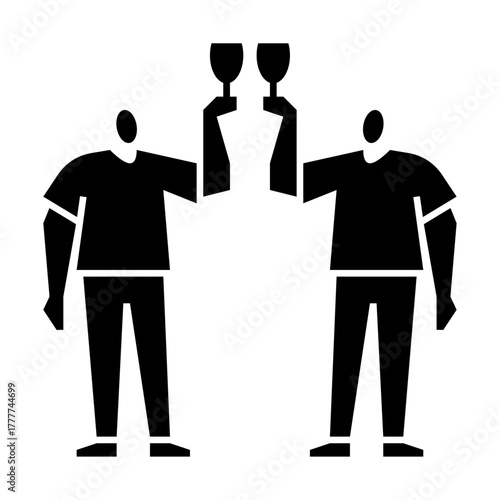 Cheers glyph icon. party with friend illustration.