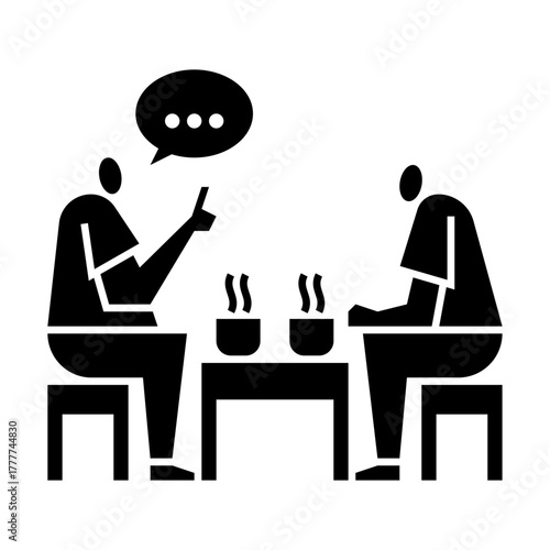 talking glyph icon. give an advice illustration.