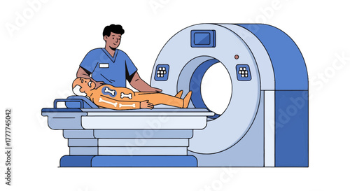 Medical Imaging: Patient Undergoing CT Scan Procedure, Healthcare Diagnostics, Radiology Concept