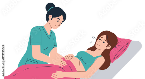 Medical Professional Providing Support to Expectant Mother During Pregnancy Checkup