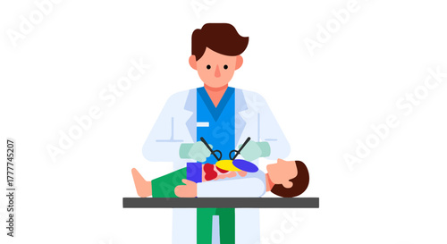 Medical Procedure Depicts Surgeon Performing Surgery On A Patient With Colorfully Illustrated Organs