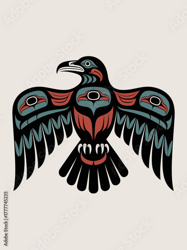 Raven Totem Illustration, Native American Art