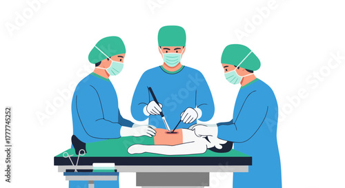 Medical Procedure Illustration Depicting Surgical Intervention Within Clinical Setting or Hospital